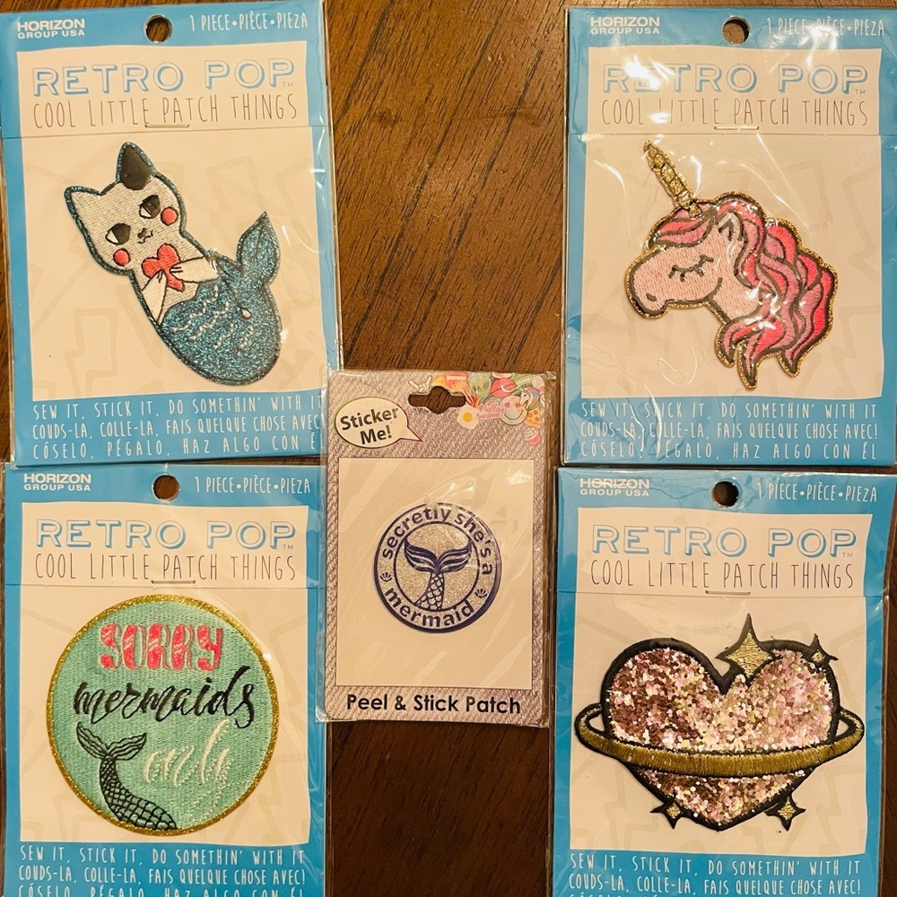 Source Unknown Retro Pop Patch Set - Blue, Pink, Gold
